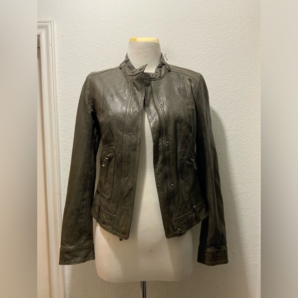 Vince Brown Leather Jacket, Size XS